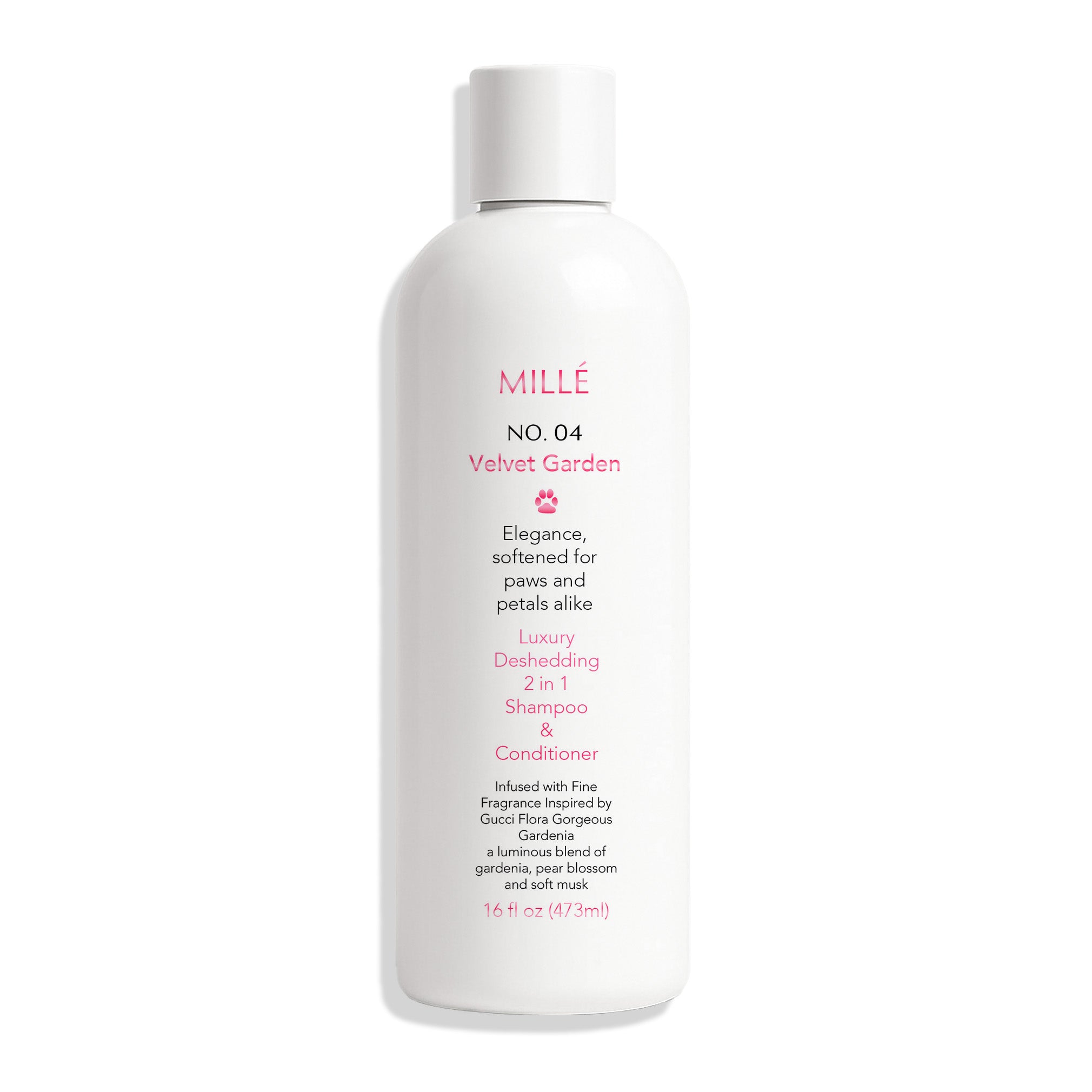 Mille No. 04 Velvet Garden shampoo and conditioner bottle on a white background
